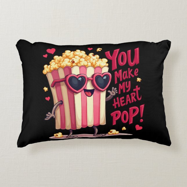 Popcorn Heart Pop Valentine Design Dekokissen (Vorderseite)