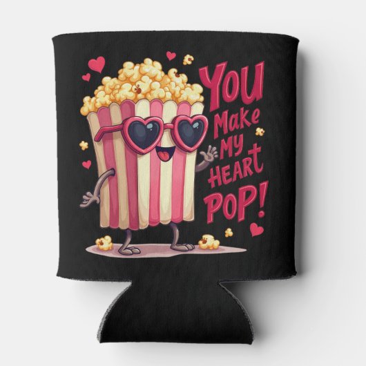 Popcorn Heart Pop Valentine Design Dosenkühler (Rückseite)