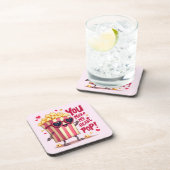 Popcorn Heart Pop Valentine Design Getränkeuntersetzer (Rechte Seite)