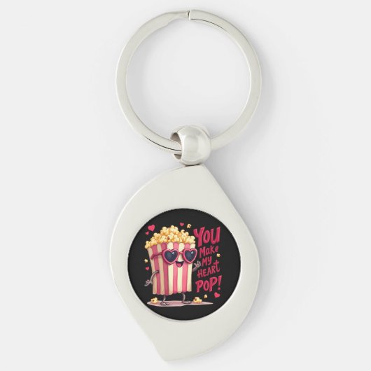 Popcorn Heart Pop Valentine Design Schlüsselanhänger (Vorderseite)