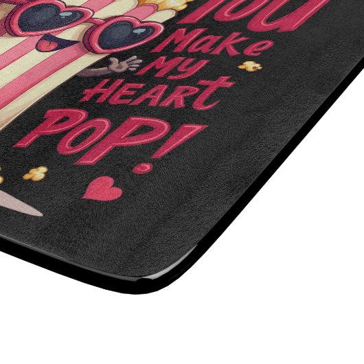 Popcorn Heart Pop Valentine Design Schneidebrett (Ecke)