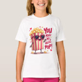 Popcorn Heart Pop Valentine Design T-Shirt (Vorderseite)