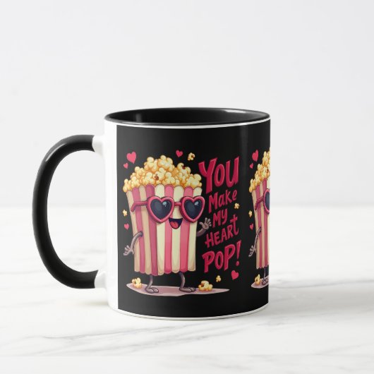 Popcorn Heart Pop Valentine Design Tasse (Links)