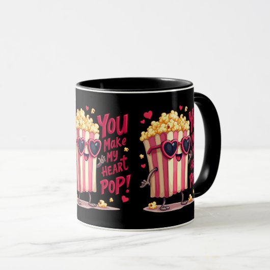 Popcorn Heart Pop Valentine Design Tasse (VorderseiteRechts)
