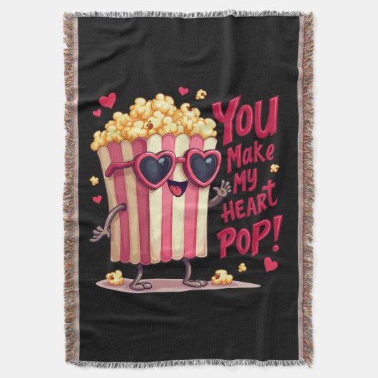 Popcorn-Herz-Pop-Valentins-Design Decke (Vorderseite Vertikal)