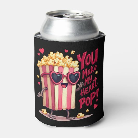 Popcorn-Herz-Pop-Valentins-Design Dosenkühler (Kanne Vorderseite)