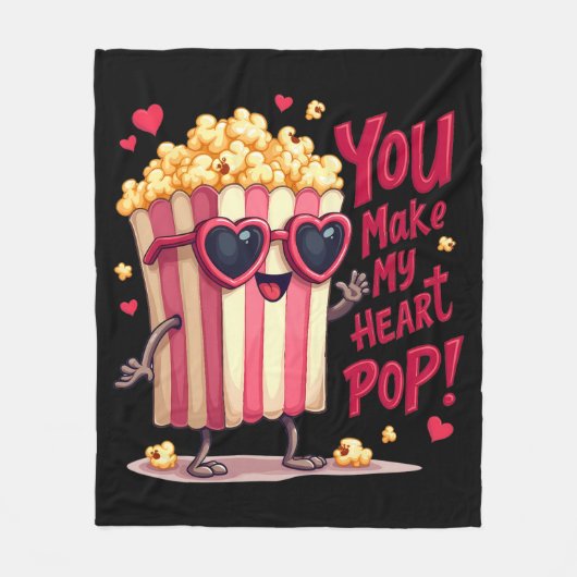 Popcorn-Herz-Pop-Valentins-Design Fleecedecke (Vorderseite)