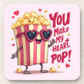 Popcorn-Herz-Pop-Valentins-Design Getränkeuntersetzer (Vorderseite)