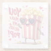 Popcorn-Herz-Pop-Valentins-Design Glasuntersetzer (Rückseite)