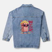 Popcorn-Herz-Pop-Valentins-Design Jeansjacke (Rückseite)