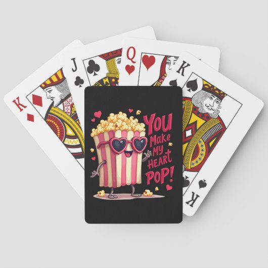 Popcorn-Herz-Pop-Valentins-Design Spielkarten (Rückseite)