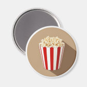 Popcorn im Hintergrund eines braunen Kreises Magnet (Vorderseite/Rückseite)