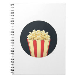 Popcorn im Hintergrund eines schwarzen Kreises Notizblock