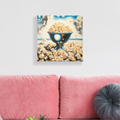 Popcorn in einem Silberplatter Leinwanddruck (Insitu (Wohnzimmer))