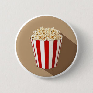 Popcorn in einer rot-weiß gestreiften Tube Button