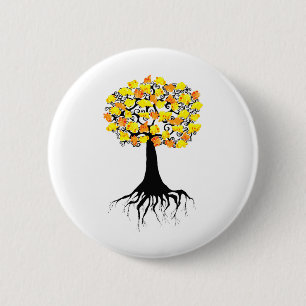 Popcorn, knallend auf dem Aprikosen-Baum Button