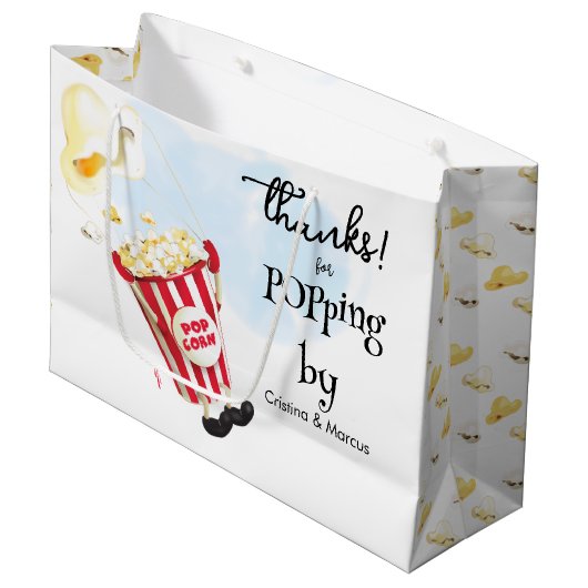 Popcorn Knallt Große Geschenktüte (Vorderseite Schrägansicht)