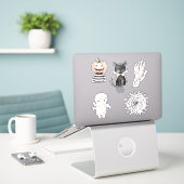 Popcorn-Kürbisse-Kaktus-Halloween Aufkleber (Laptop auf Schreibtisch)