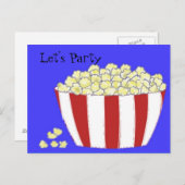Popcorn - Lasst uns Party Einladung haben (Vorne/Hinten)