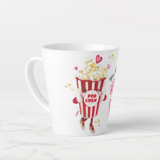 Popcorn Liebe Funny Pun Latte Tasse (Linke Ecke)