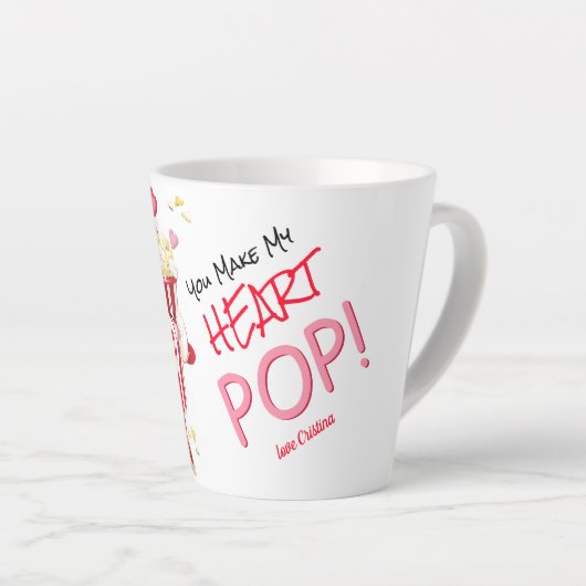 Popcorn Liebe Funny Pun Latte Tasse (Rechte Ecke)