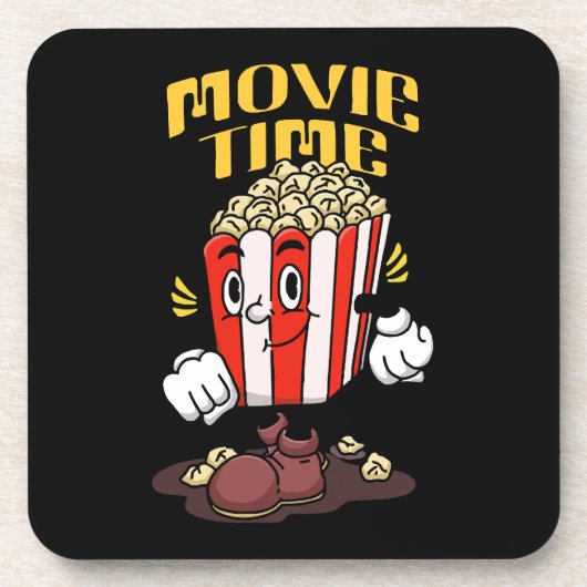 Popcorn Mascot Cartoon Getränkeuntersetzer (Vorderseite)
