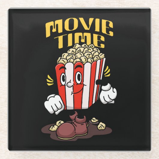 Popcorn Mascot Cartoon Glasuntersetzer (Vorderseite)