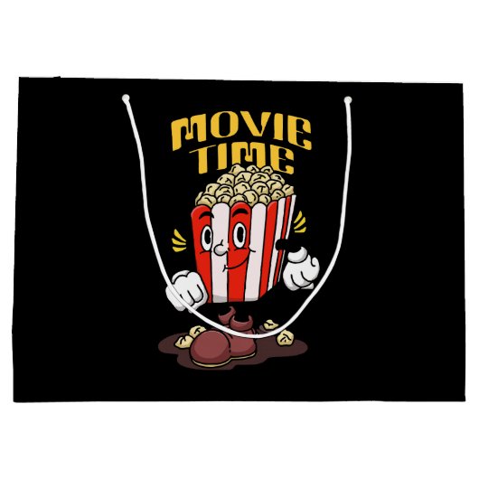 Popcorn Mascot Cartoon Große Geschenktüte (Rückseite)