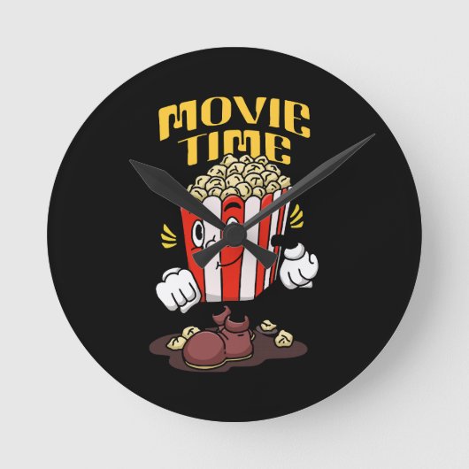 Popcorn Mascot Cartoon Runde Wanduhr (Vorderseite)