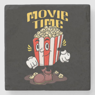 Popcorn Mascot Cartoon Steinuntersetzer