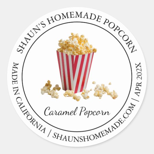 Popcorn Modern Label Runder Aufkleber (Vorderseite)