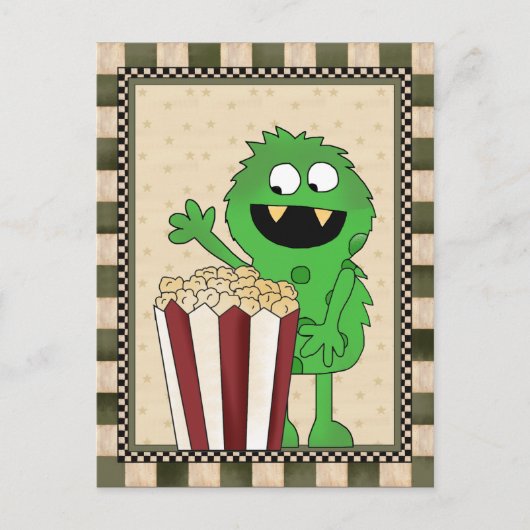 Popcorn-Monster fügen Sie Wörter Postkarte hinzu (Vorderseite)