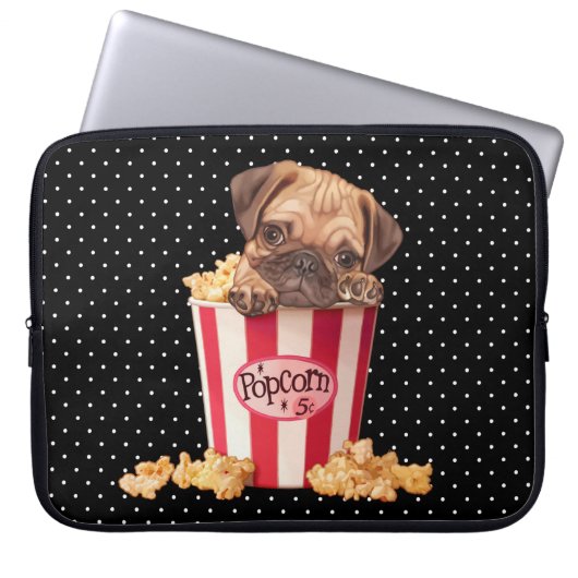 Popcorn-Mops Laptopschutzhülle (Vorderseite)