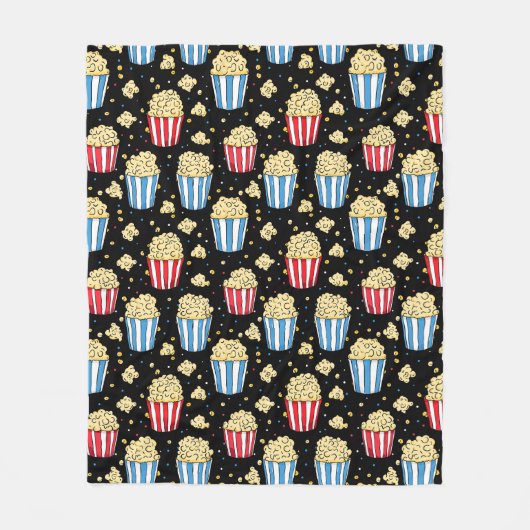 Popcorn & Movie Night Magie in Schwarz Fleecedecke (Vorderseite)