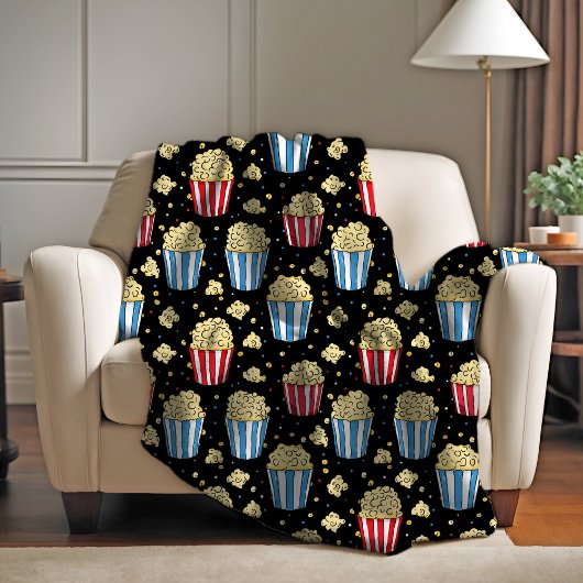 Popcorn & Movie Night Magie in Schwarz Fleecedecke