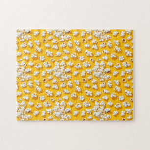 Popcorn Muster auf gelbem Hintergrund Puzzle