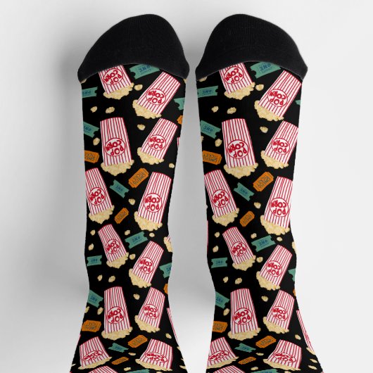Popcorn Muster Movie Night Theater Fun Film Schwar Socken (Oben)