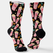 Popcorn Muster Movie Night Theater Fun Film Schwar Socken (Gewinkelt)