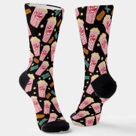 Popcorn Muster Movie Night Theater Fun Film Schwar Socken
