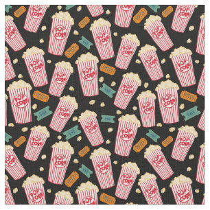 Popcorn Muster Movie Night Theater Spaß Schwarz Stoff