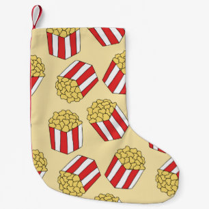 Popcorn nahtloses Muster. Vintage, handgezogene Kr Kleiner Weihnachtsstrumpf