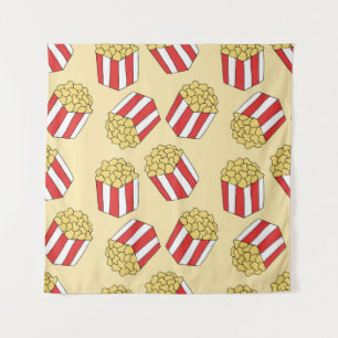 Popcorn nahtloses Muster. Vintage, handgezogene Kr Wandteppich