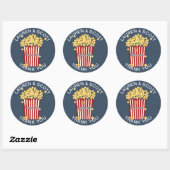Popcorn Navy Blue und White Runder Aufkleber (Blatt)