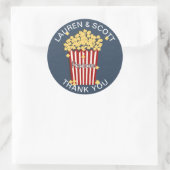 Popcorn Navy Blue und White Runder Aufkleber (Tasche)