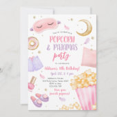 Popcorn Pajamas Sleepover Slumber Party Geburtstag Einladung (Vorderseite)