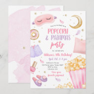 Popcorn Pajamas Sleepover Slumber Party Geburtstag Einladung