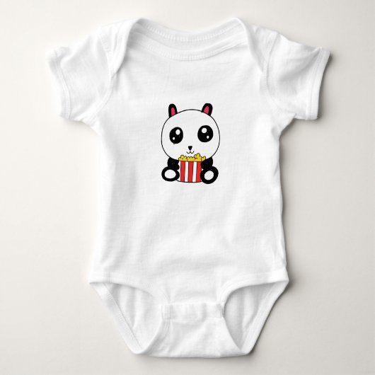 Popcorn Panda Baby Strampler (Vorderseite)