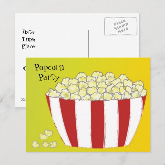 Popcorn-Party Einladung (Vorne/Hinten)