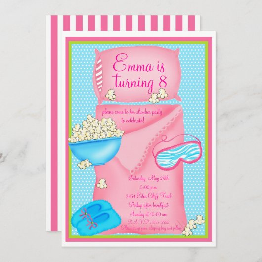 Popcorn-Party Einladungen (Vorne/Hinten)