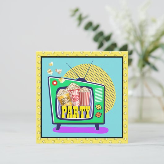 Popcorn Party / Filmnacht / Slumber Party, etc. Einladung (Stehend Vorderseite)